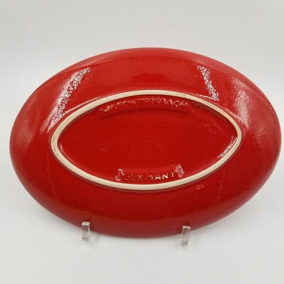 Waechtersbach Germany Stoneware Red Serving Platter Oval 10.75” x 7” - Picture 2 of 3